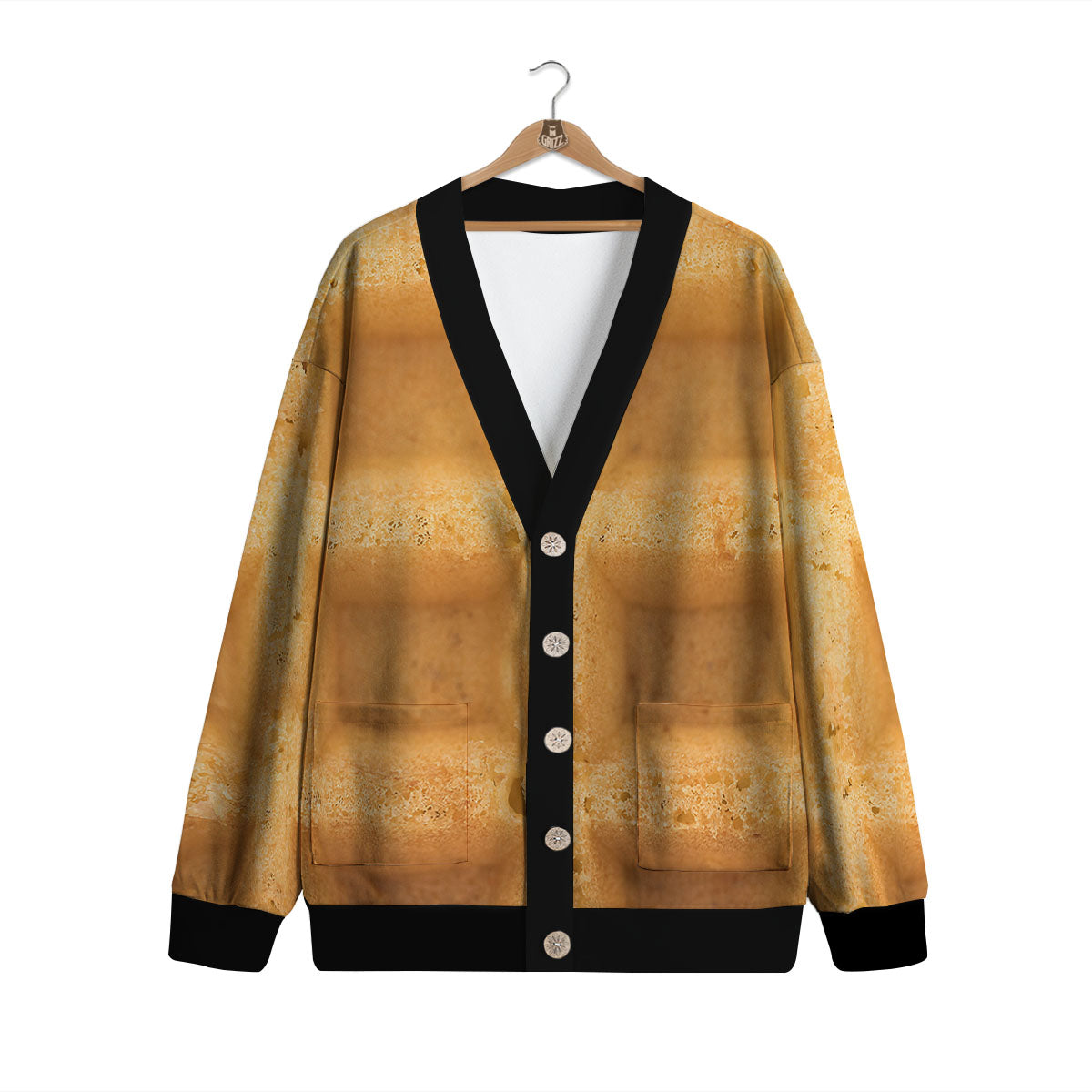 Texture Waffle Print Cardigan-grizzshop