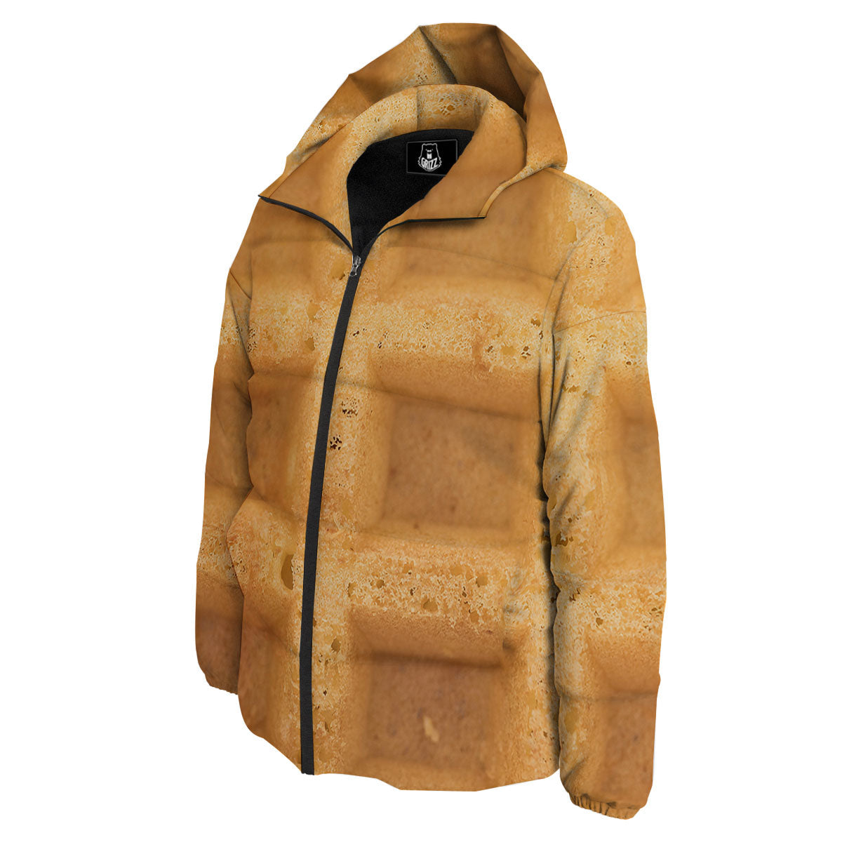 Texture Waffle Print Down Jacket-grizzshop