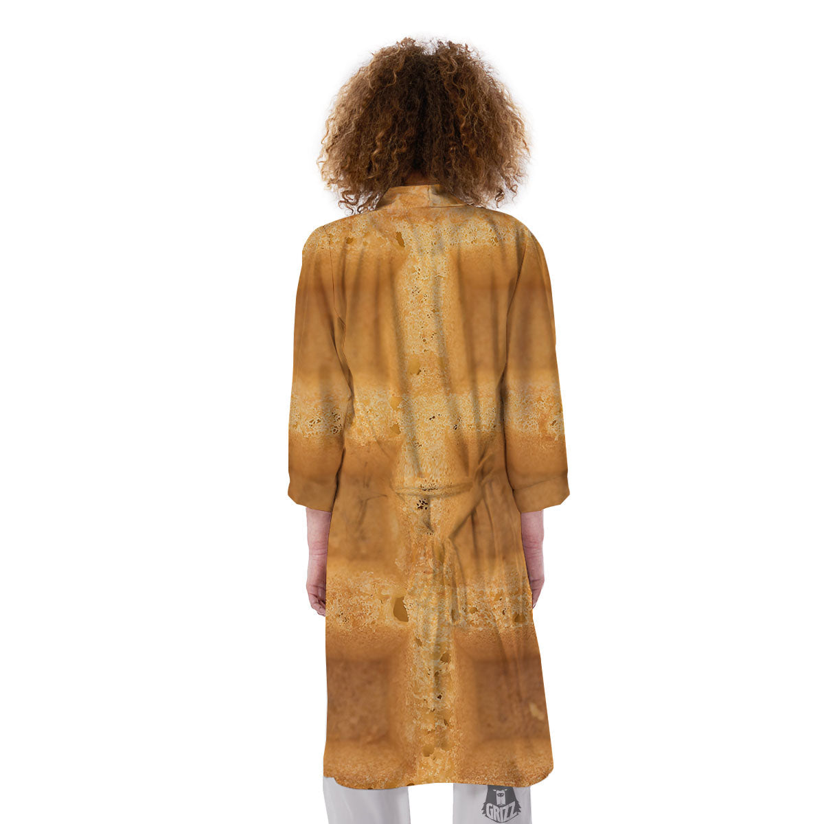 Texture Waffle Print Kimono-grizzshop