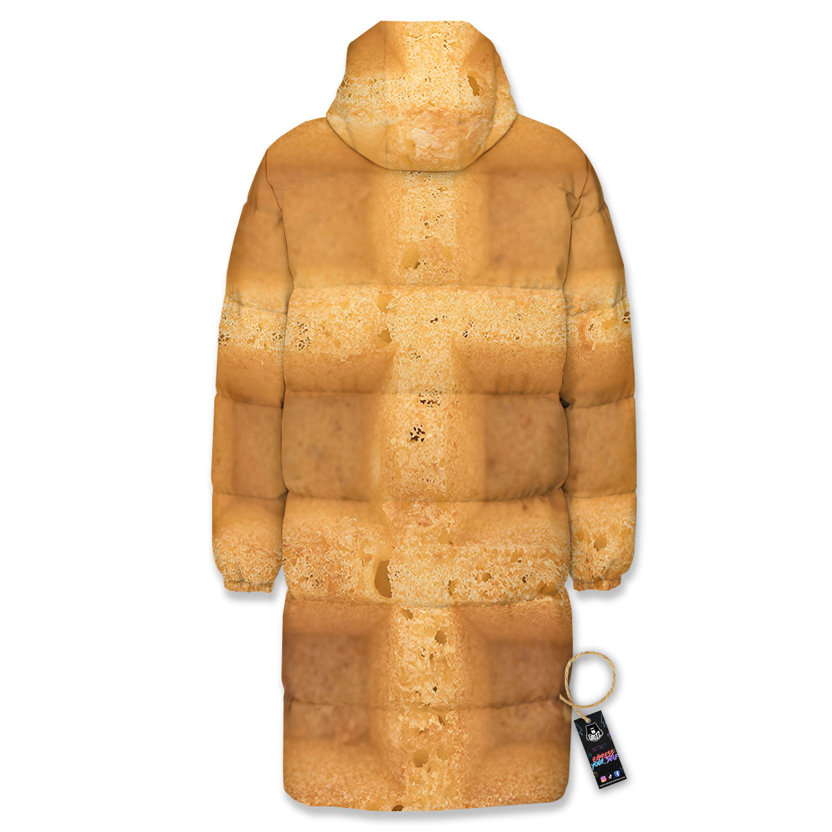 Texture Waffle Print Long Down Jacket-grizzshop