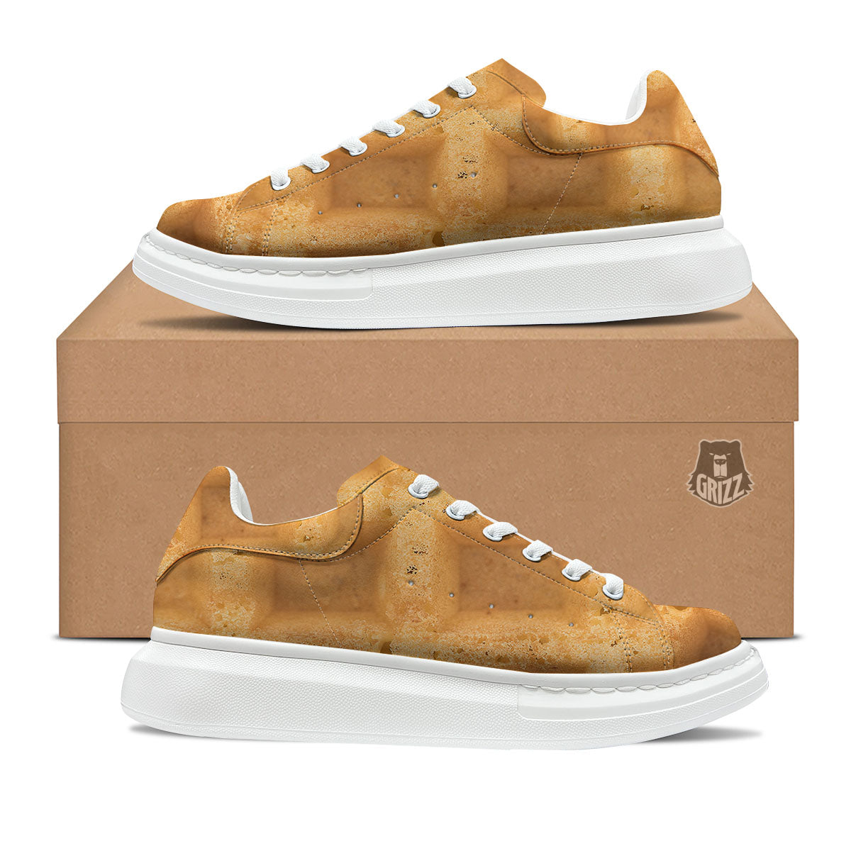 Texture Waffle Print Platform Shoes-grizzshop