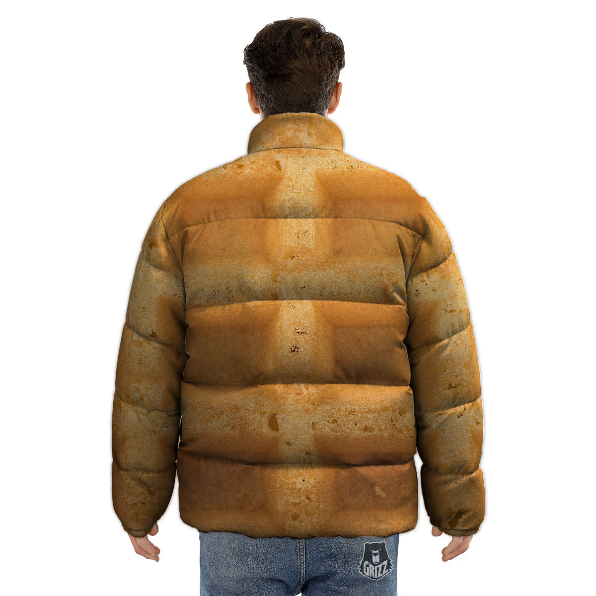Texture Waffle Print Puffer Jacket-grizzshop
