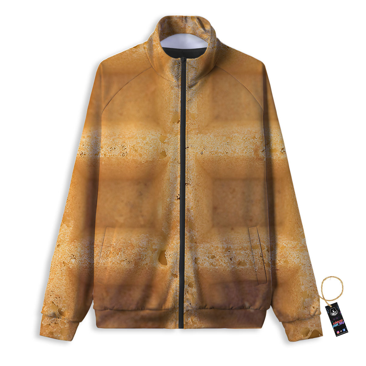 Texture Waffle Print Track Jacket-grizzshop