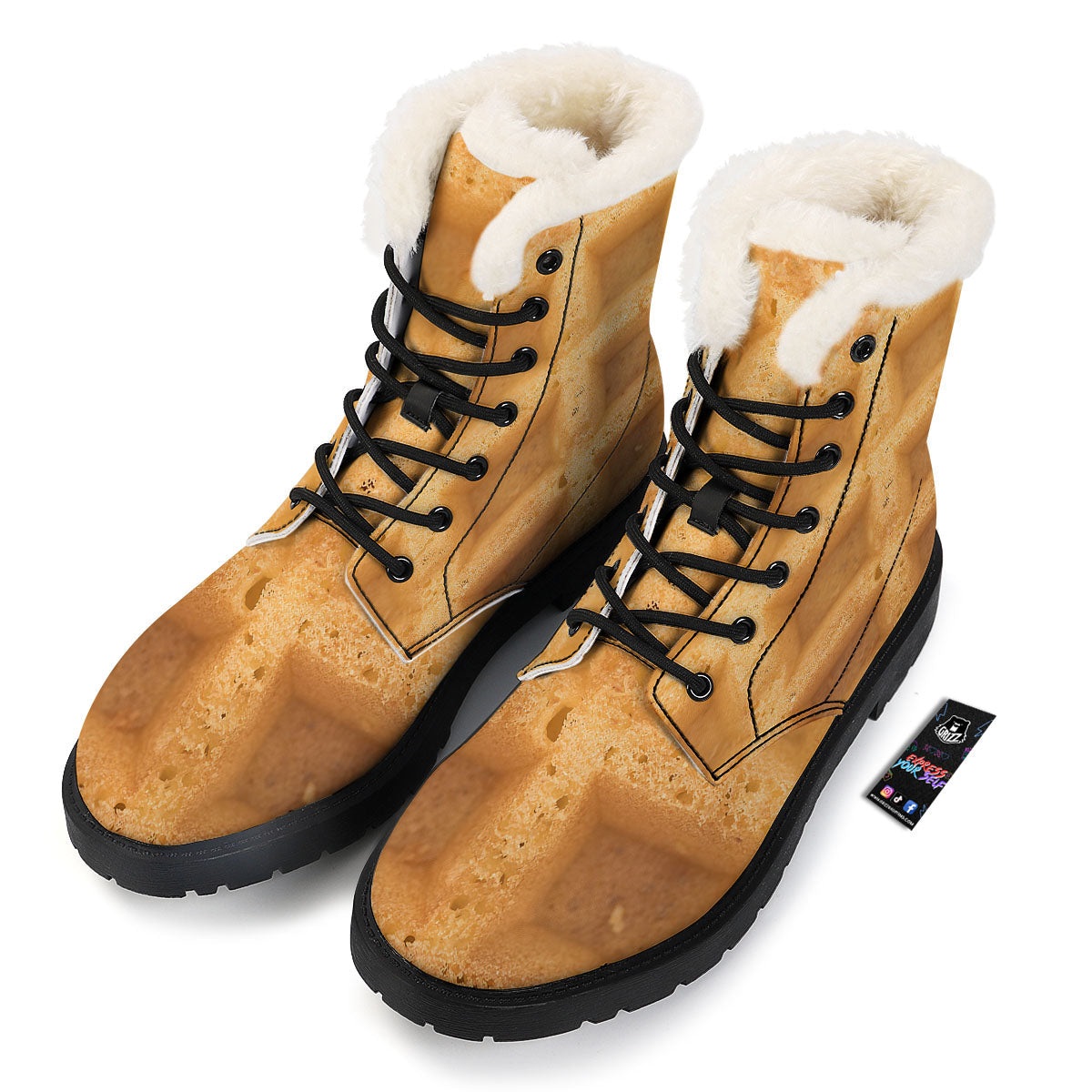 Texture Waffle Print Winter Boots-grizzshop