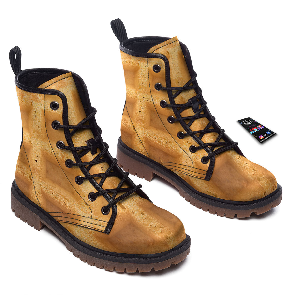 Texture Waffle Print Work Boots-grizzshop