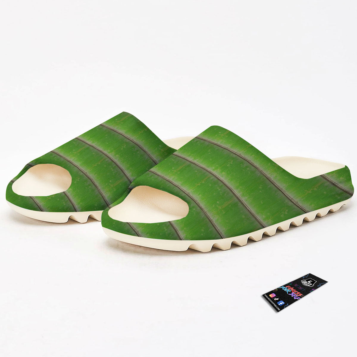 Texture Bamboo Green Print Sandals-grizzshop