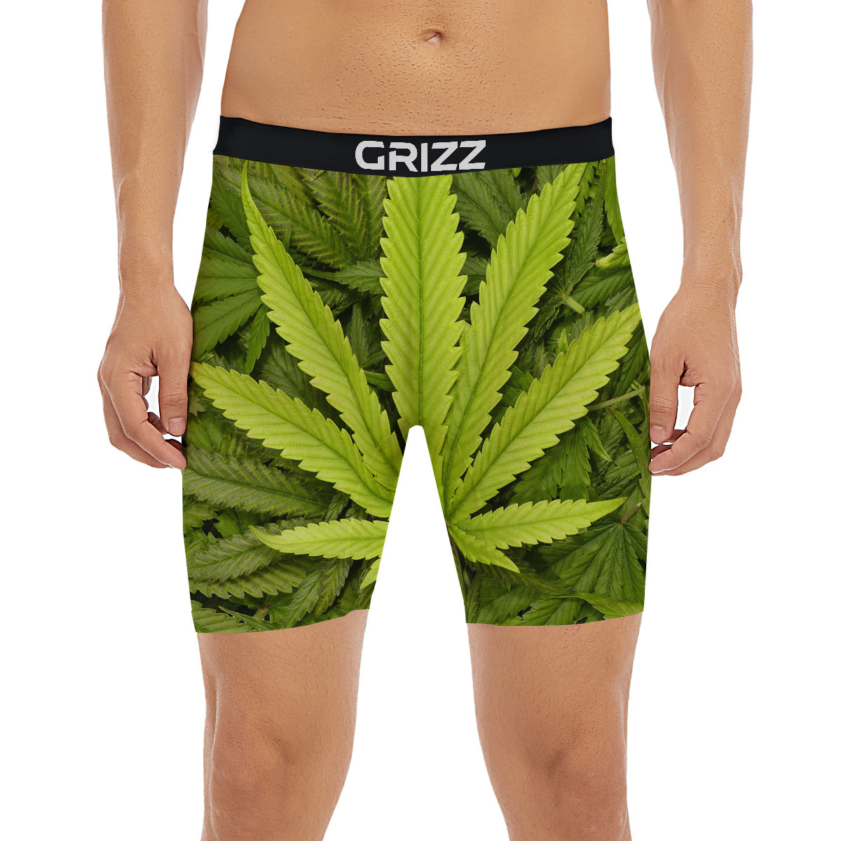 Texture Cannabis Print Boxer Briefs
