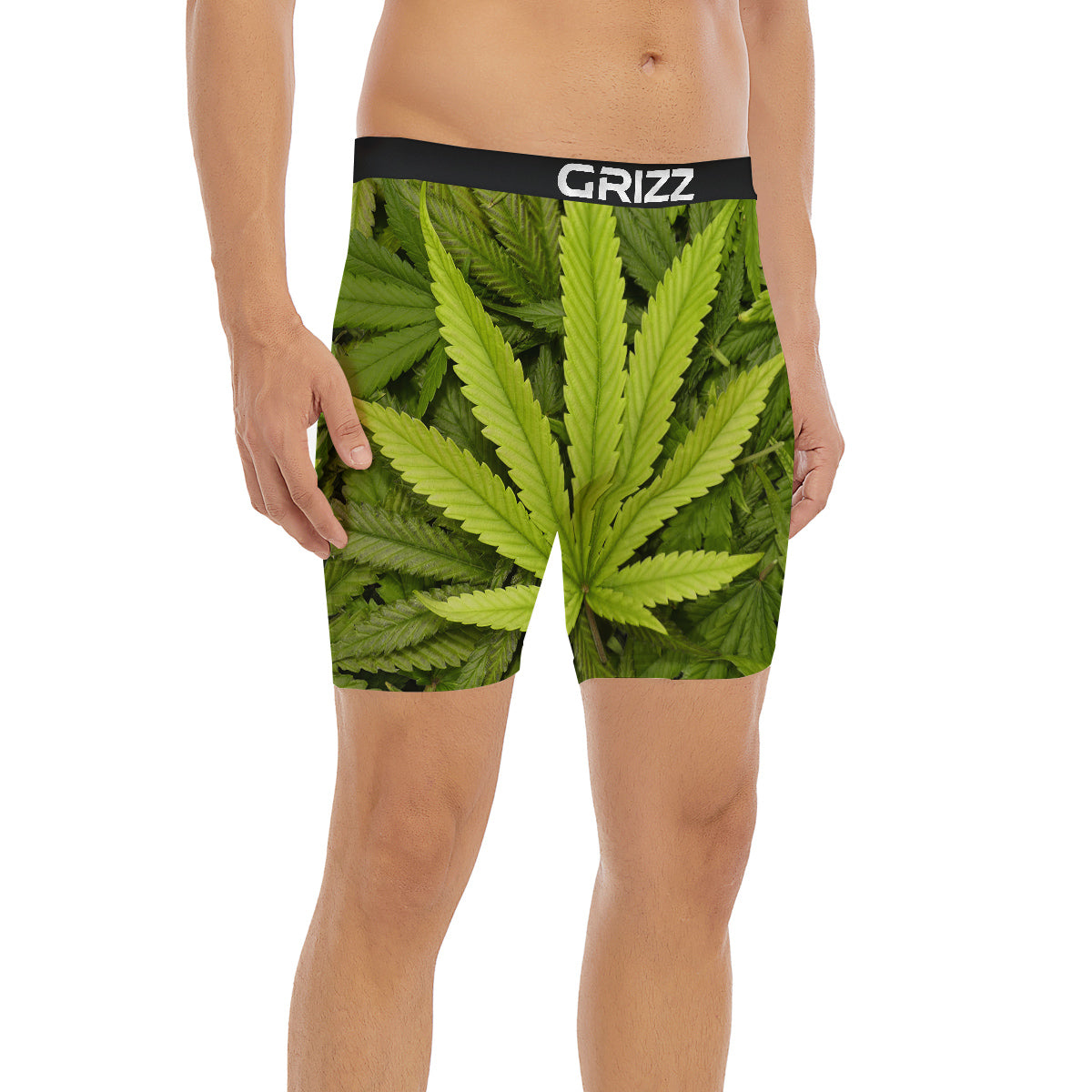 Texture Cannabis Print Boxer Briefs