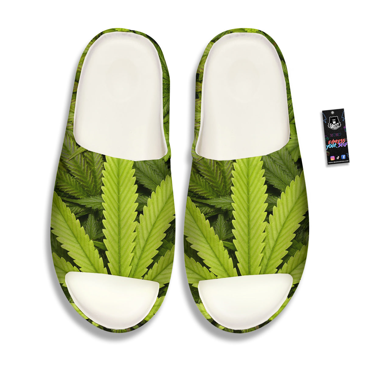 Texture Cannabis Print Sandals-grizzshop