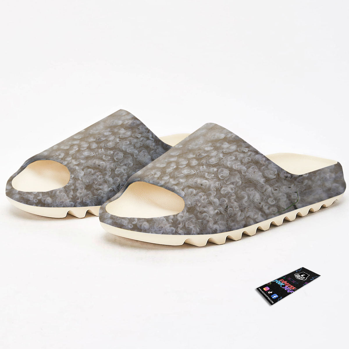 Texture Fur Sheep Print Sandals-grizzshop