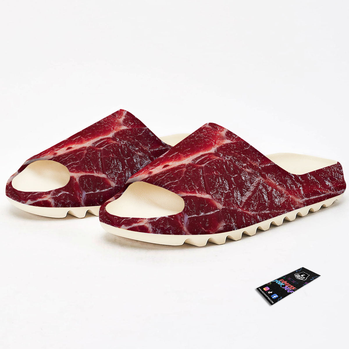 Texture Red Meat Print Sandals-grizzshop