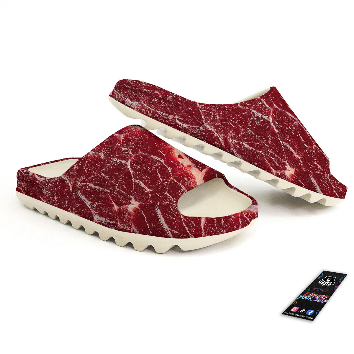 Texture Red Meat Print Sandals-grizzshop