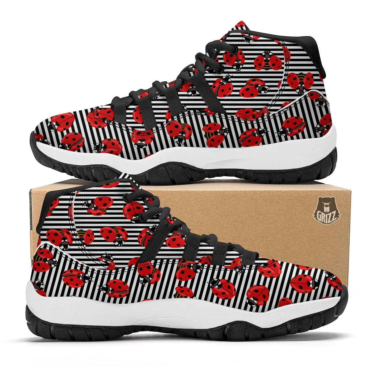 Thai Art Brown And Gold Print Pattern Black Bball Shoes-grizzshop