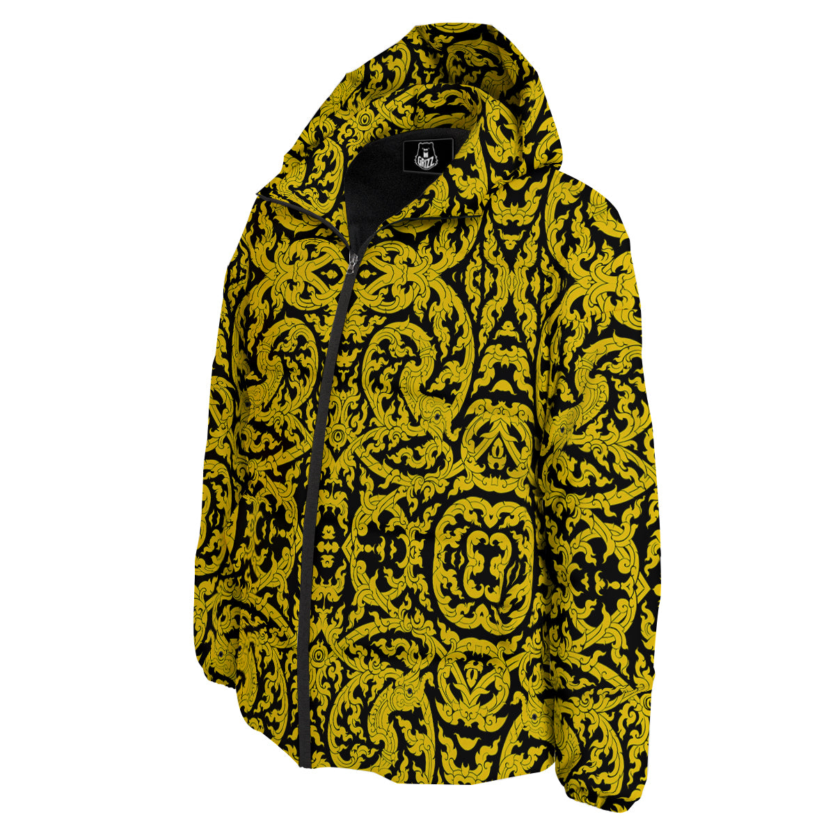 Thai Art Old Style Print Pattern Down Jacket-grizzshop