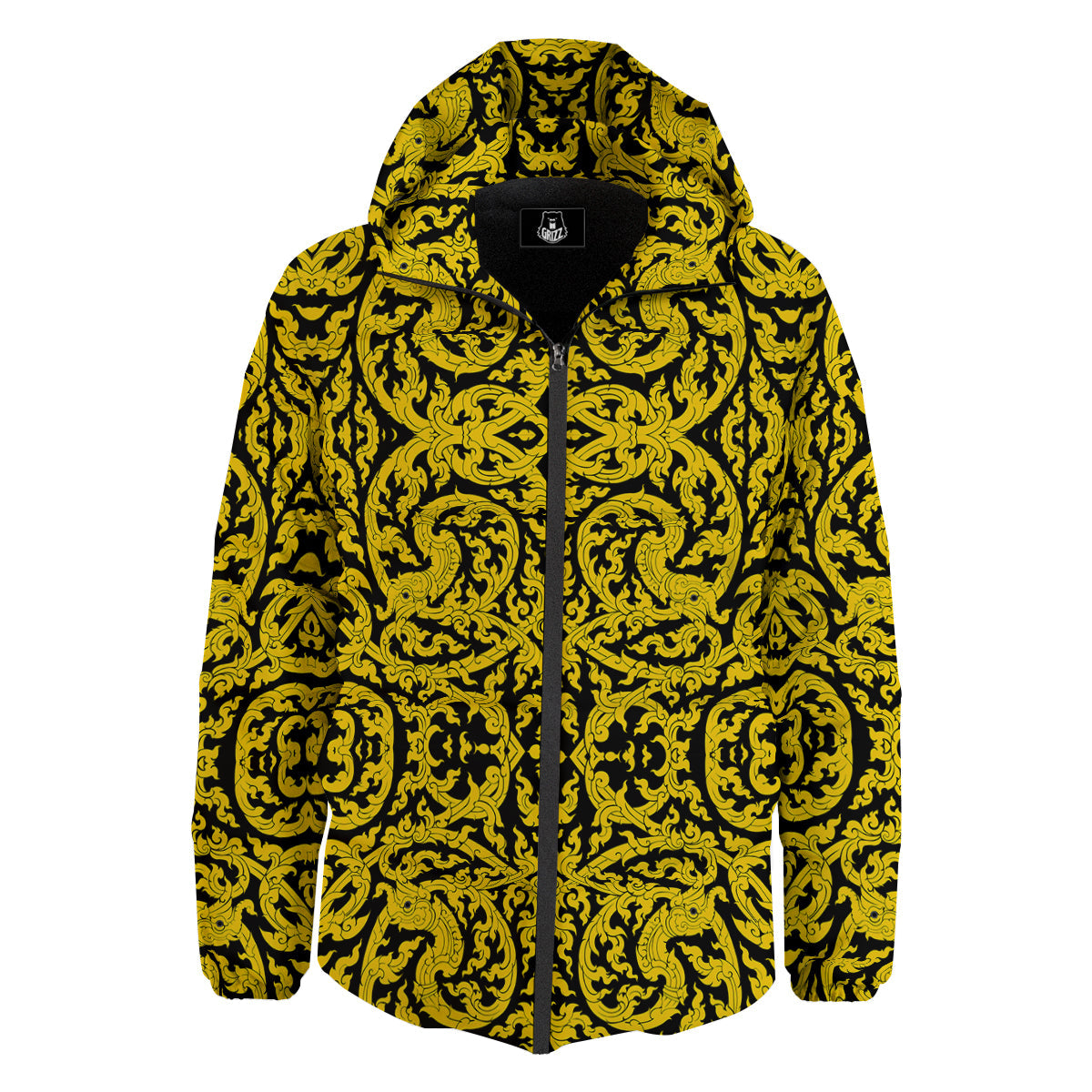 Thai Art Old Style Print Pattern Down Jacket-grizzshop
