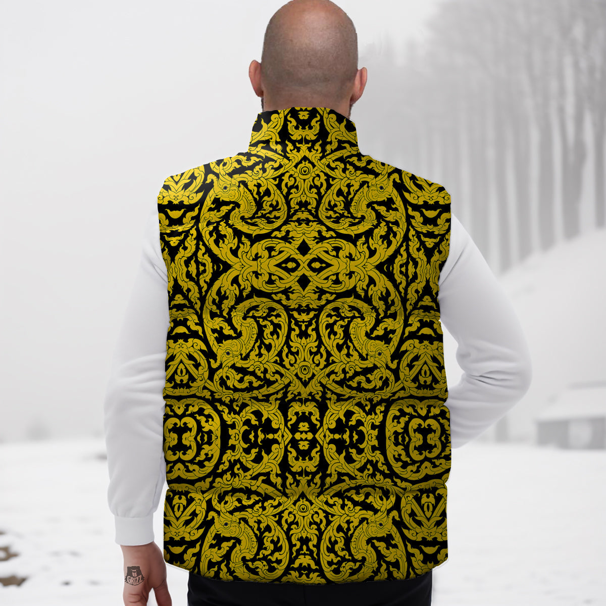 Thai Art Old Style Print Pattern Down Vest-grizzshop