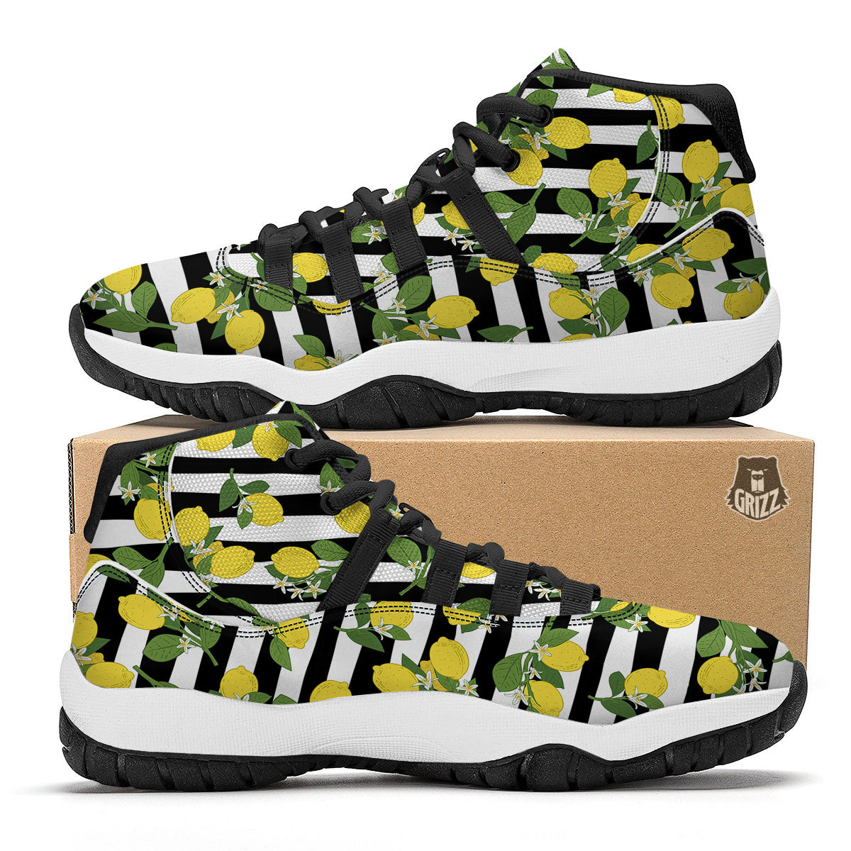 Thai Black And Gold Print Pattern Black Bball Shoes-grizzshop