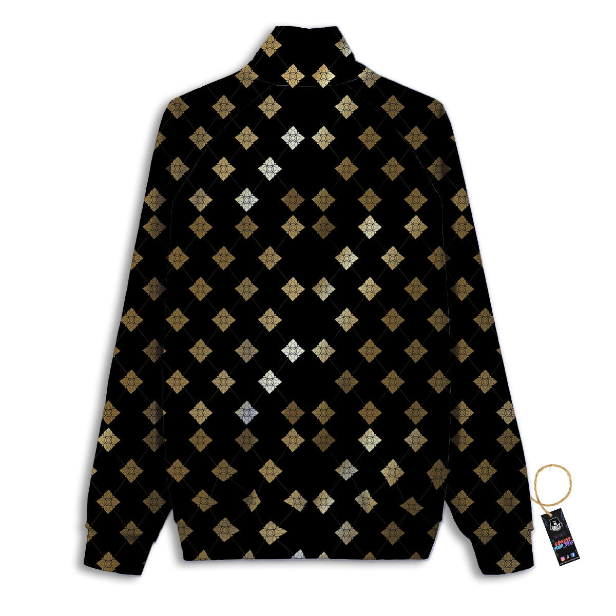 Thai Black And Gold Print Pattern Track Jacket-grizzshop