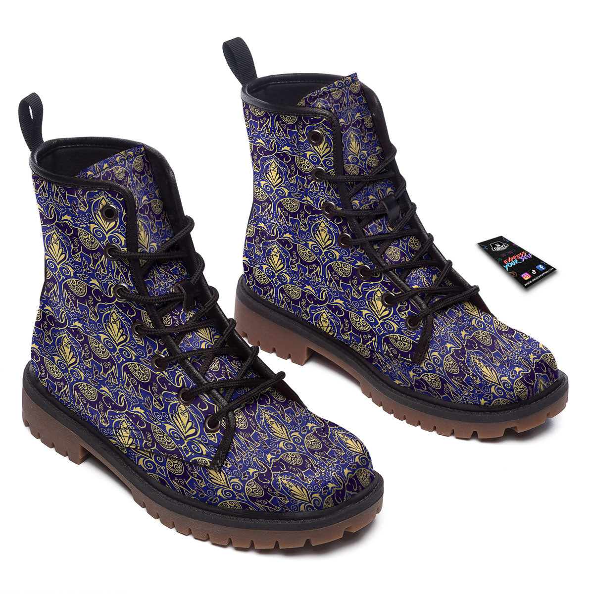 Thai Ethnic Elephant Print Pattern Work Boots-grizzshop