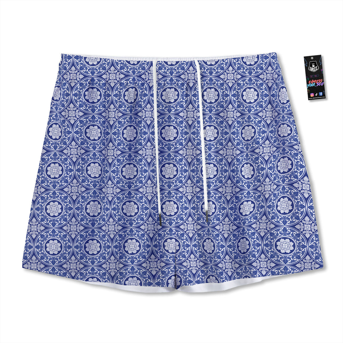 Thai Ethnic Print Pattern Mesh Shorts