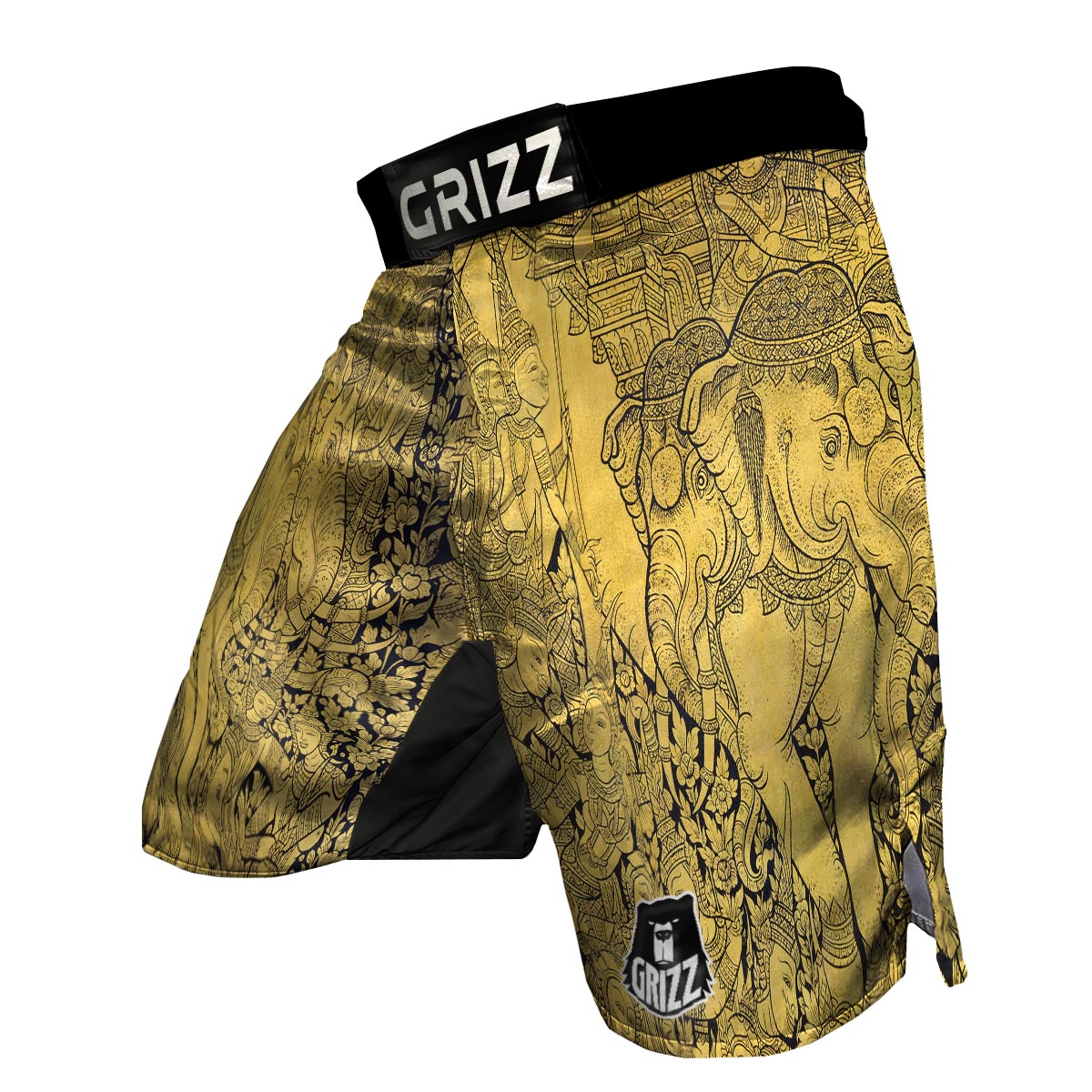 Thai Golden Elephant Print MMA Shorts-grizzshop