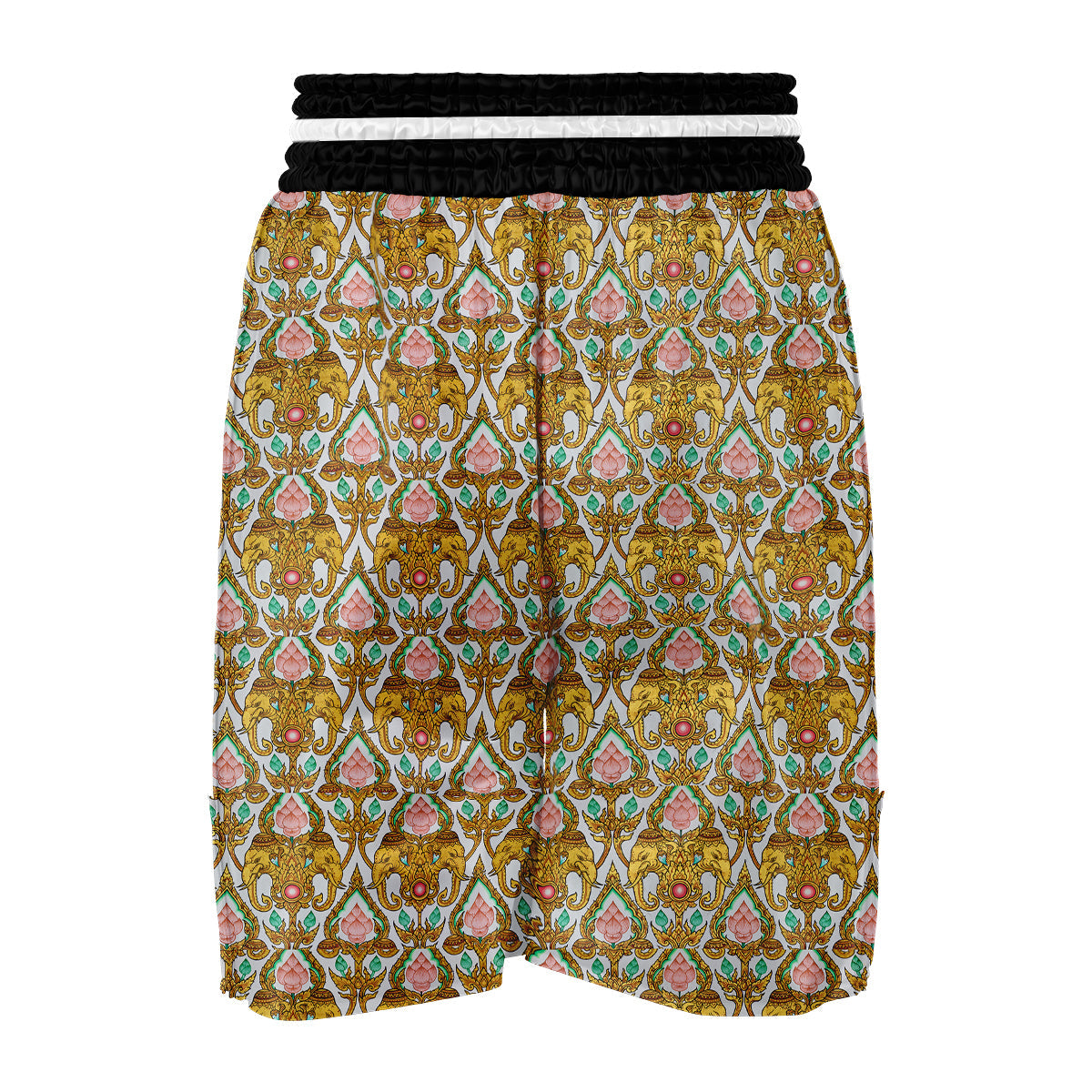 Thai Lotus Elephant Print Boxing Shorts-grizzshop