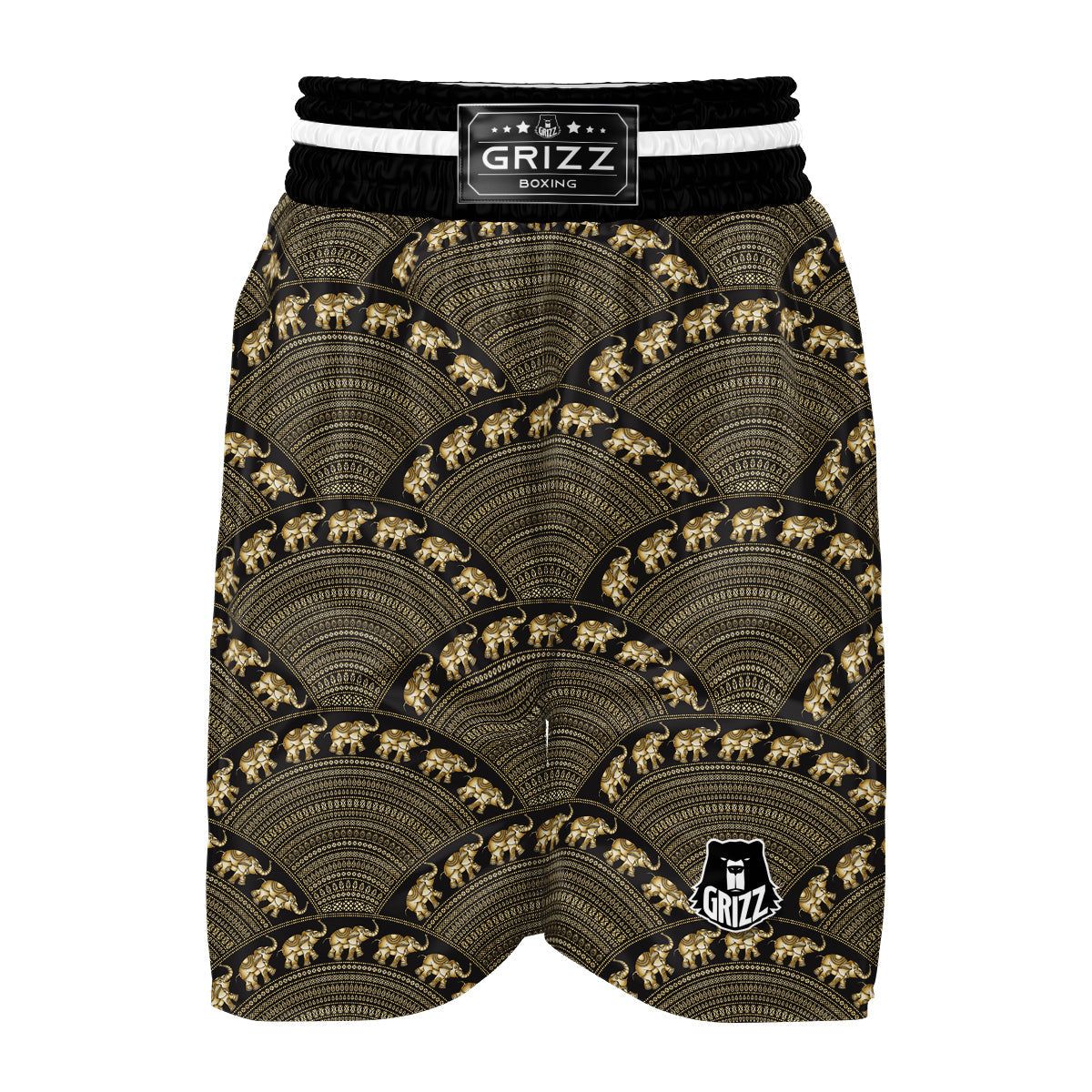 Thai Style Elephant Pattern Print Boxing Shorts-grizzshop