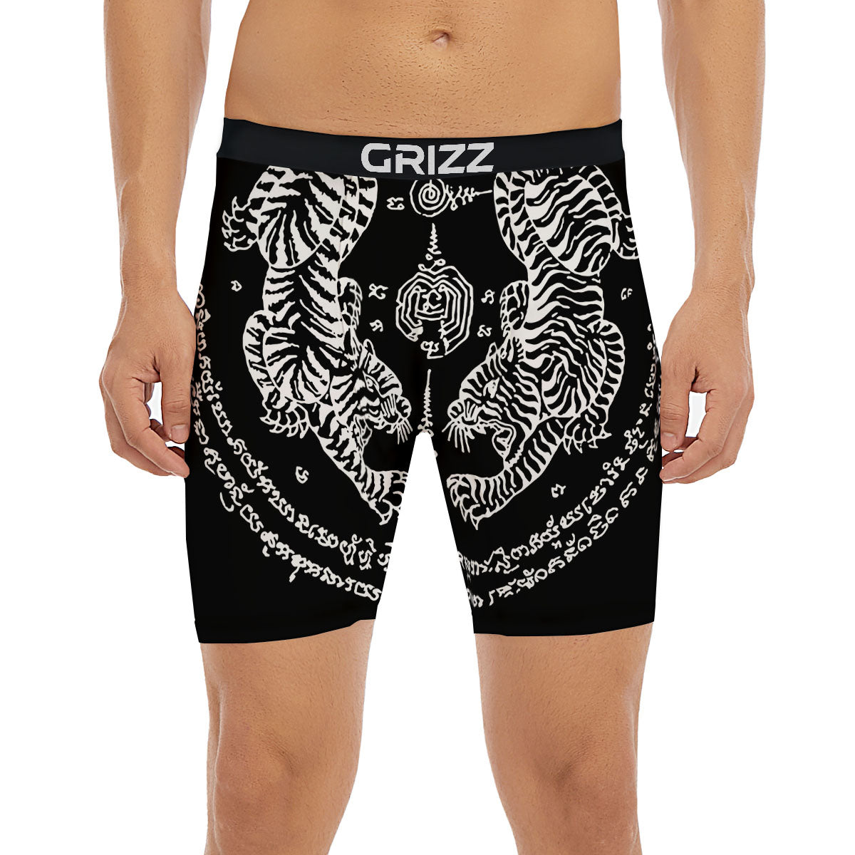 Thai Tattoo White And Black Print Boxer Briefs-grizzshop