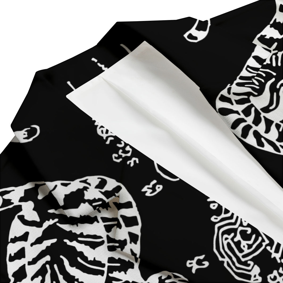 Thai Tattoo White And Black Print Men's Blazer-grizzshop