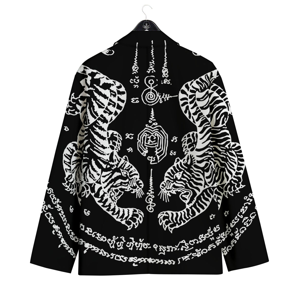 Thai Tattoo White And Black Print Men's Sport Coat-grizzshop
