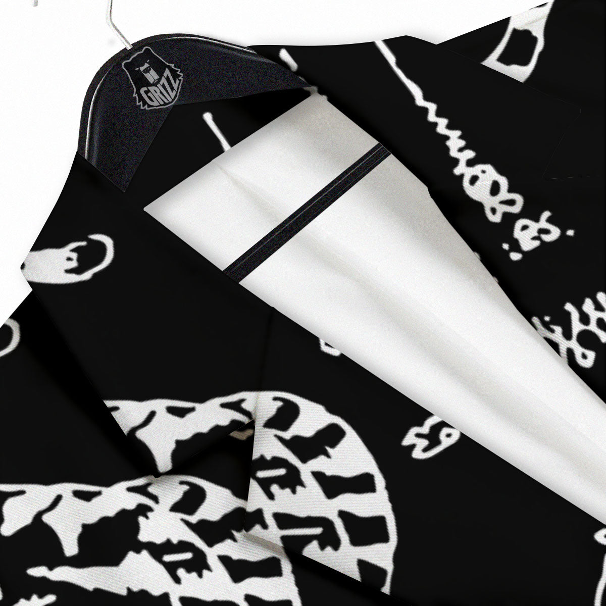 Thai Tattoo White And Black Print Men's Sport Coat-grizzshop
