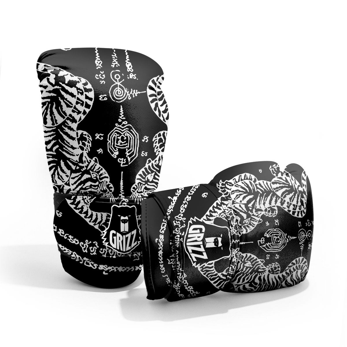 Thai Tattoo White And Black Print Pro Boxing Glove