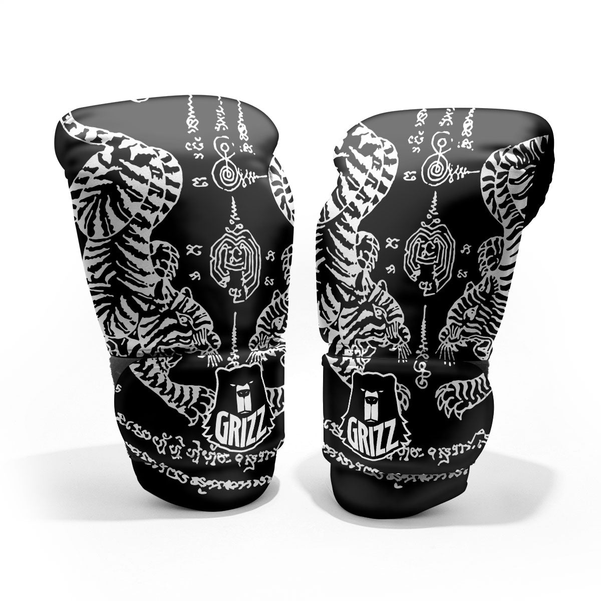 Thai Tattoo White And Black Print Pro Boxing Glove
