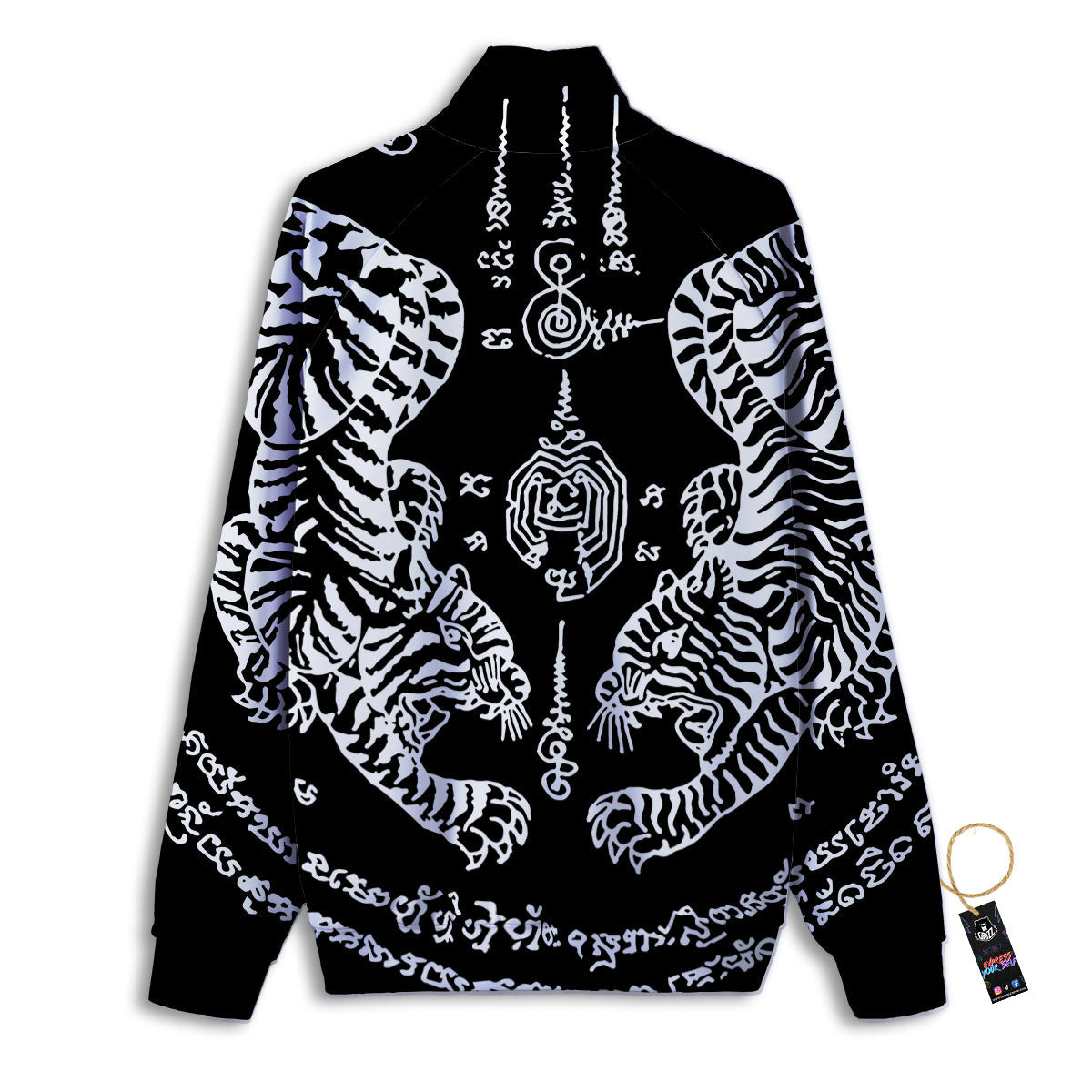 Thai Tattoo White And Black Print Track Jacket-grizzshop