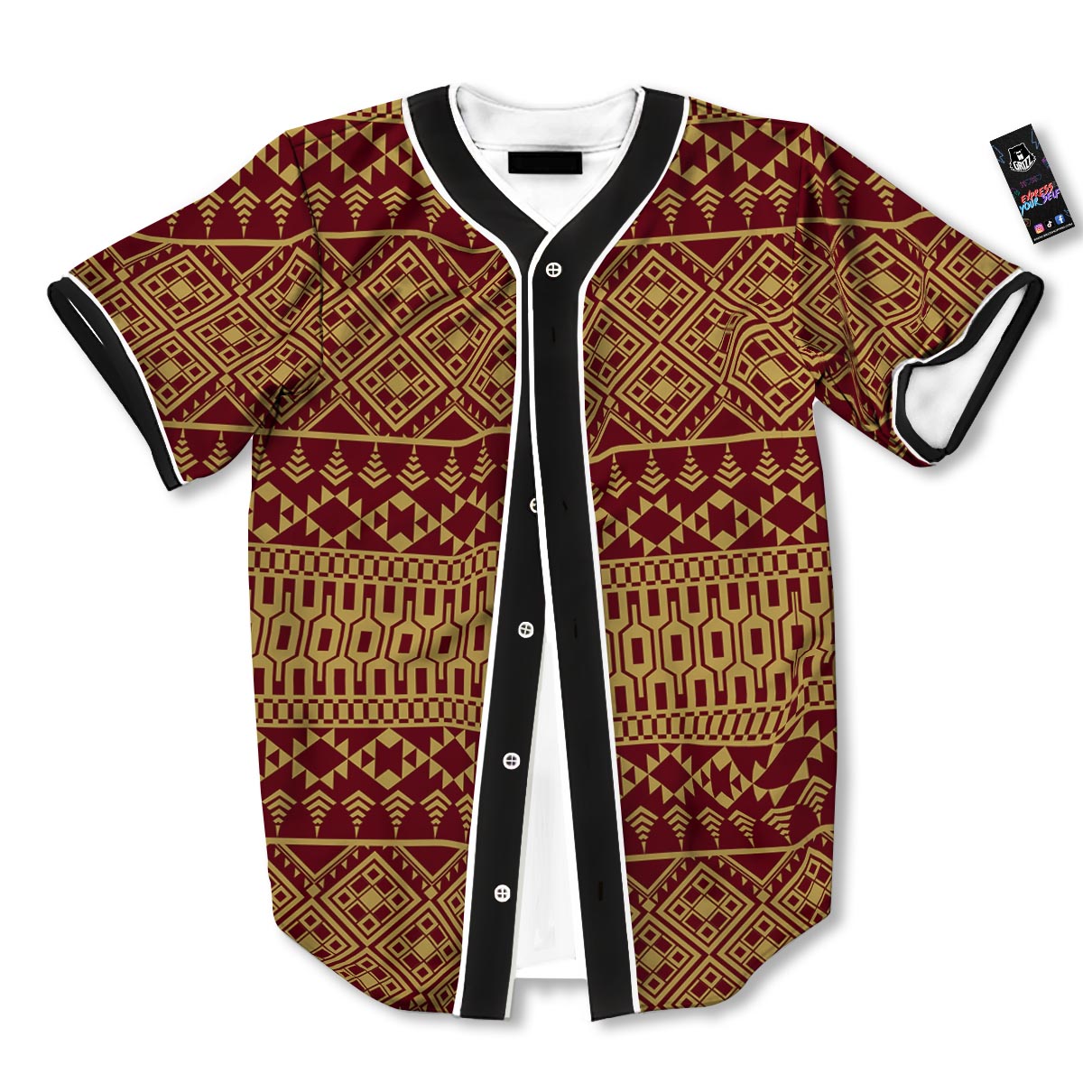 Thai Traditional Print Pattern Baseball Jersey-grizzshop