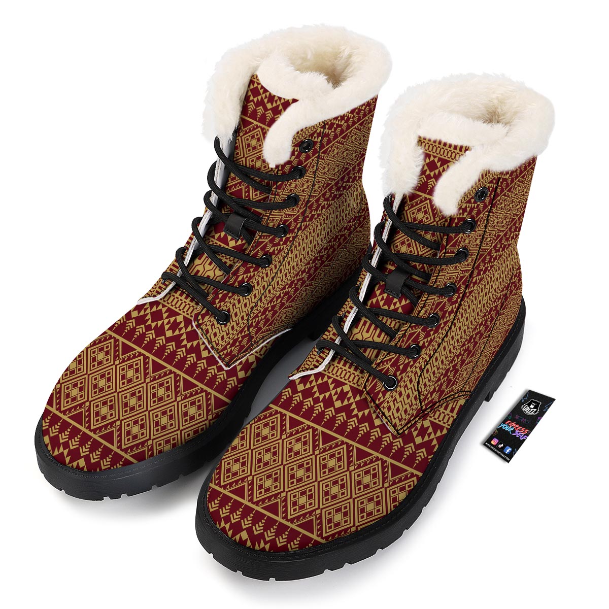 Thai Traditional Print Pattern Winter Boots-grizzshop