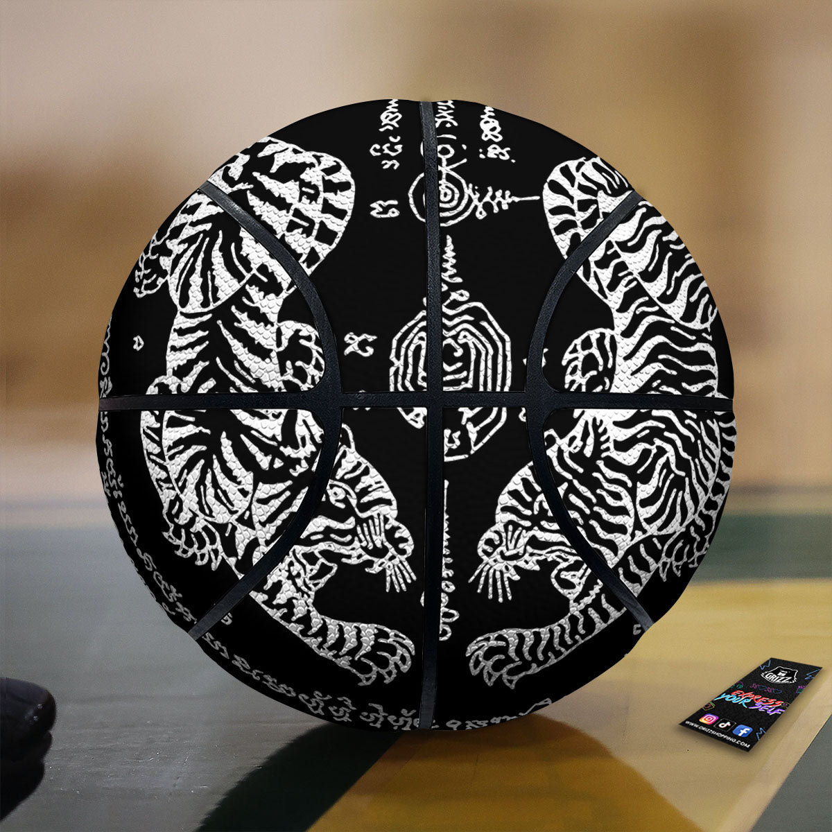 Thai Tattoo White And Black Print Basketball