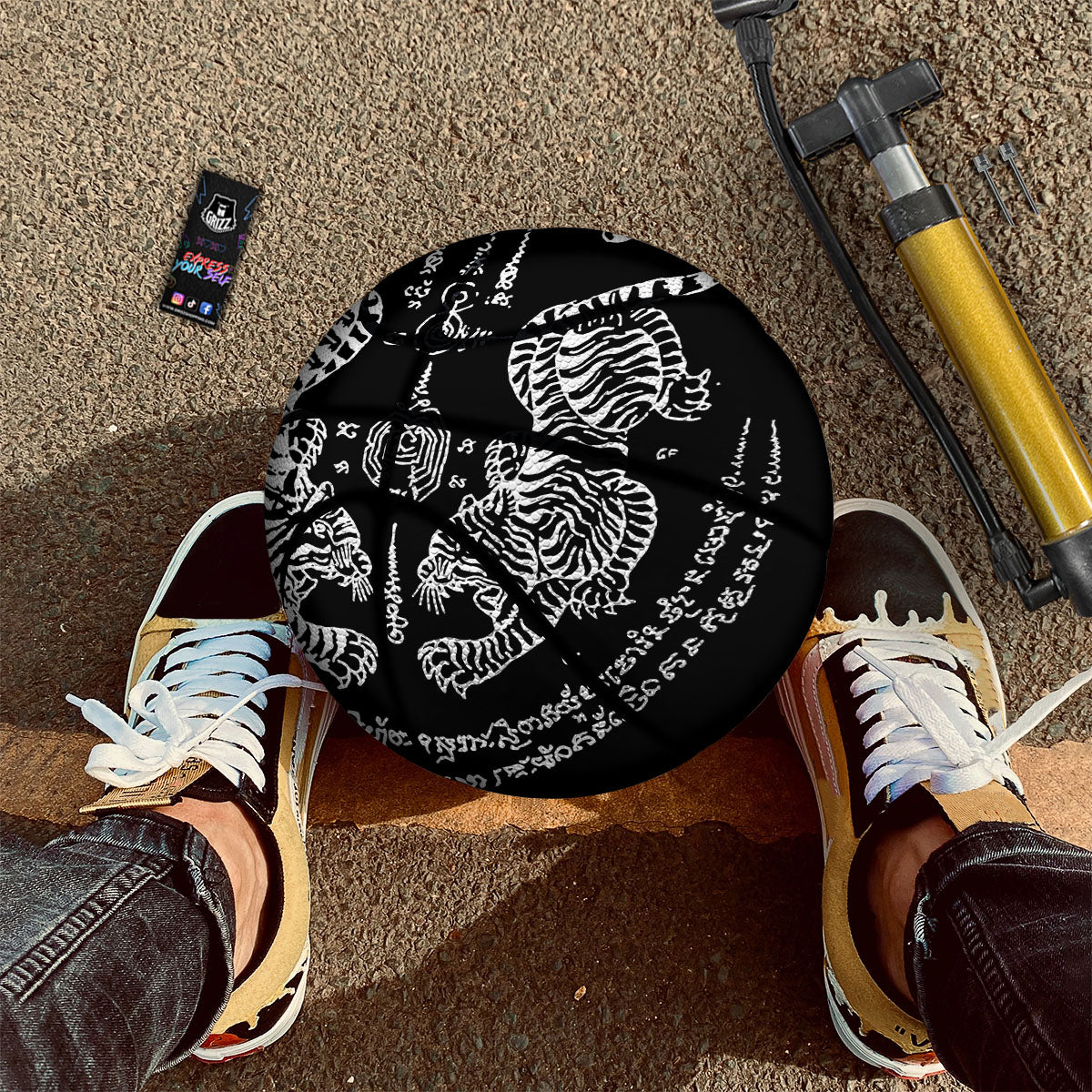 Thai Tattoo White And Black Print Basketball