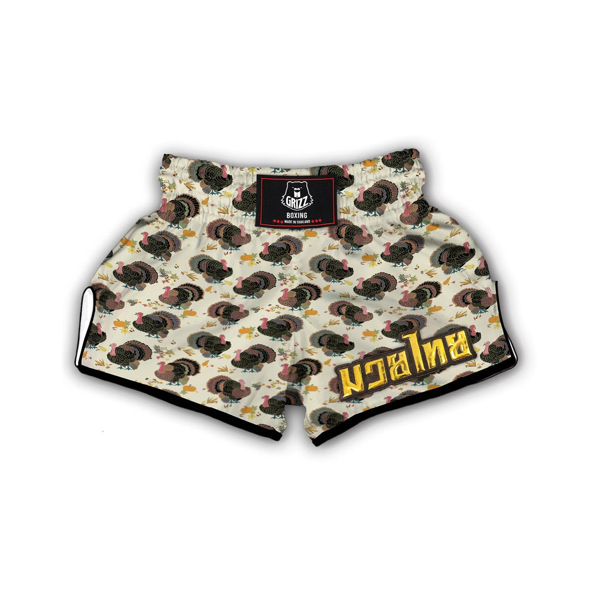 Thankgiving Turkey Print Pattern Muay Thai Boxing Shorts-grizzshop