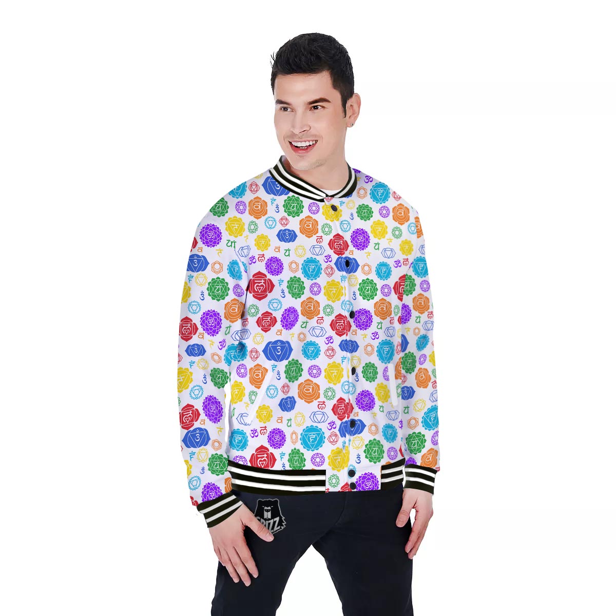 The 7 Chakras And Reiki Print Pattern Baseball Jacket-grizzshop