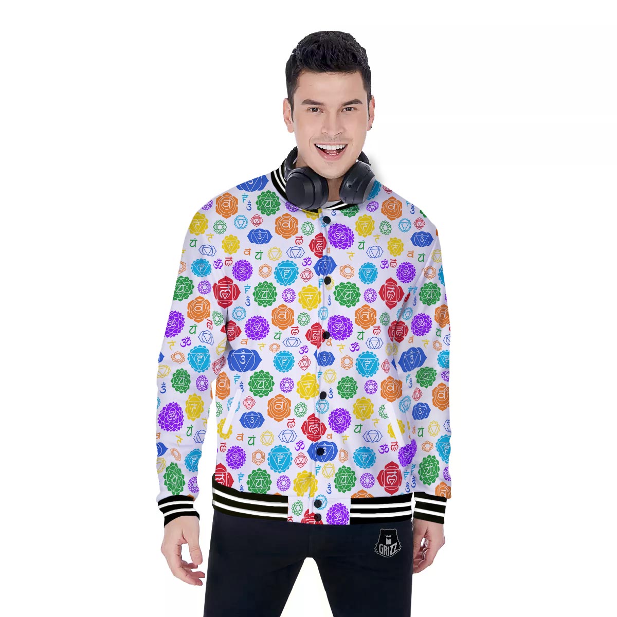 The 7 Chakras And Reiki Print Pattern Baseball Jacket-grizzshop
