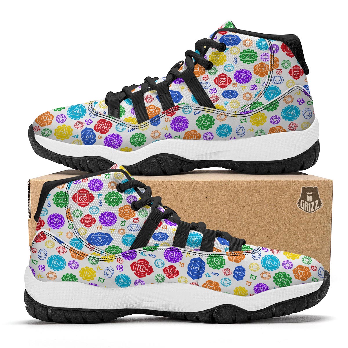 The 7 Chakras And Reiki Print Pattern Black Bball Shoes-grizzshop