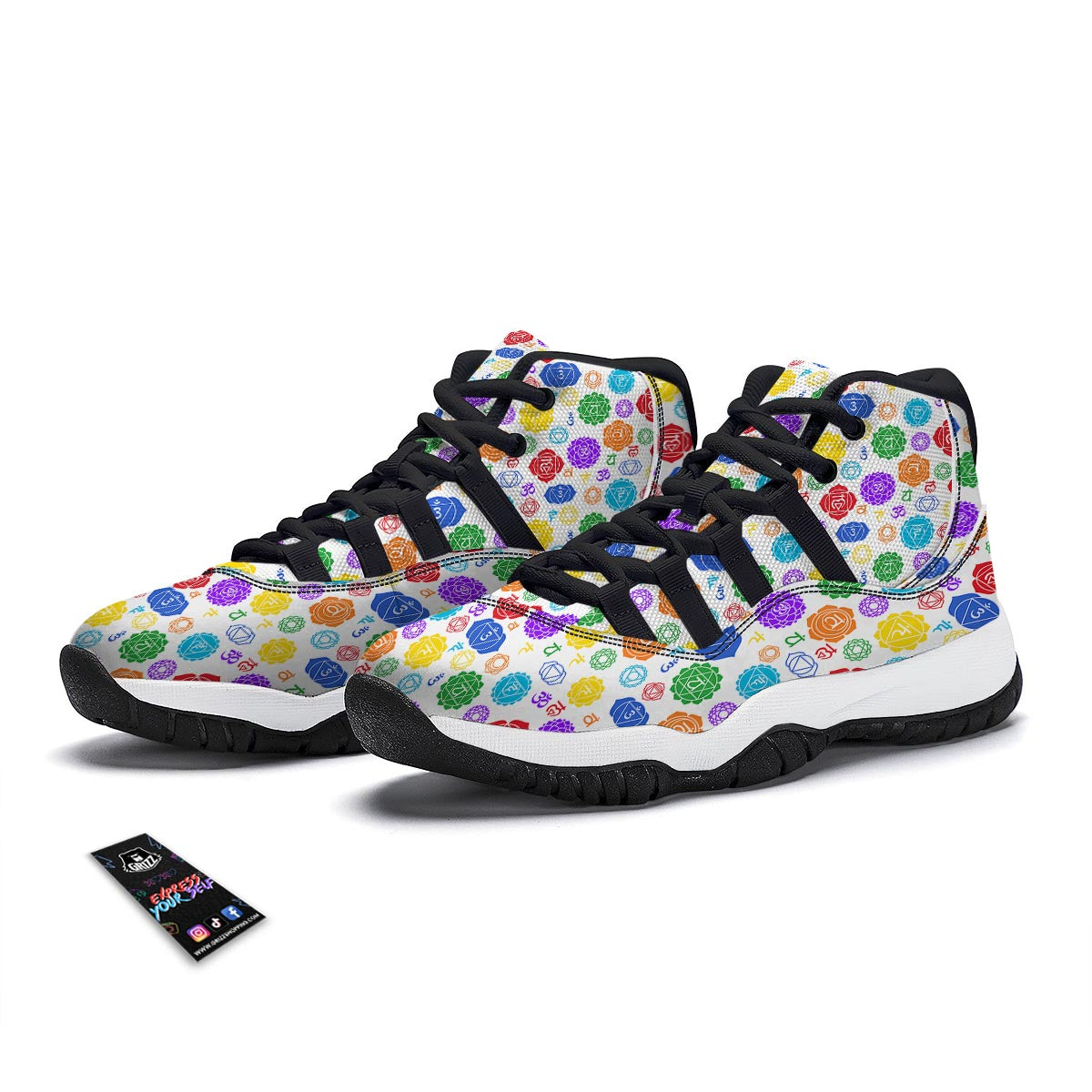 The 7 Chakras And Reiki Print Pattern Black Bball Shoes-grizzshop