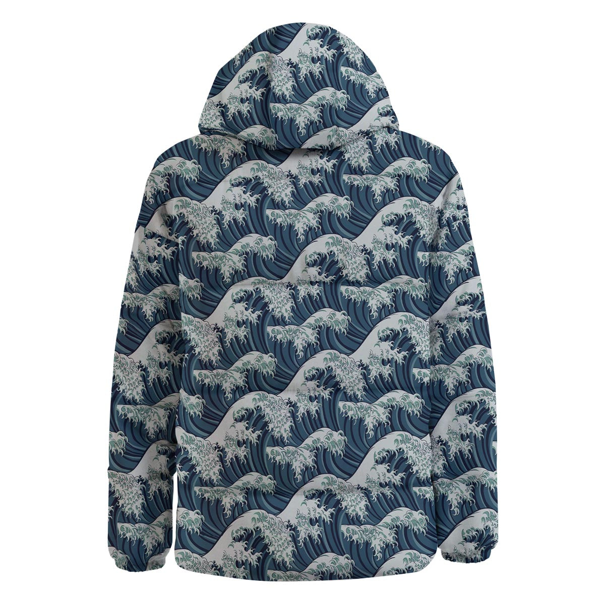 The Great Kanagawa Wave Print Pattern Down Jacket-grizzshop