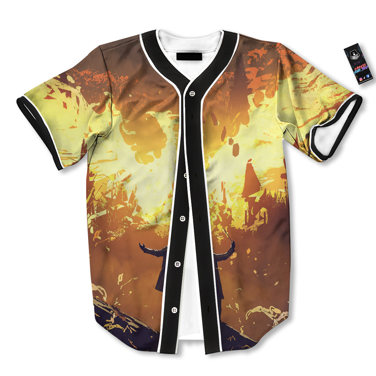 The Man And Phoenix Print Baseball Jersey-grizzshop