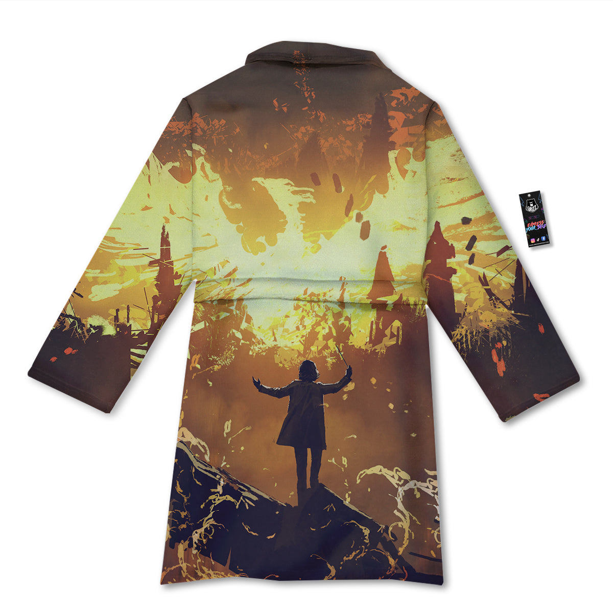The Man And Phoenix Print Bathrobe-grizzshop