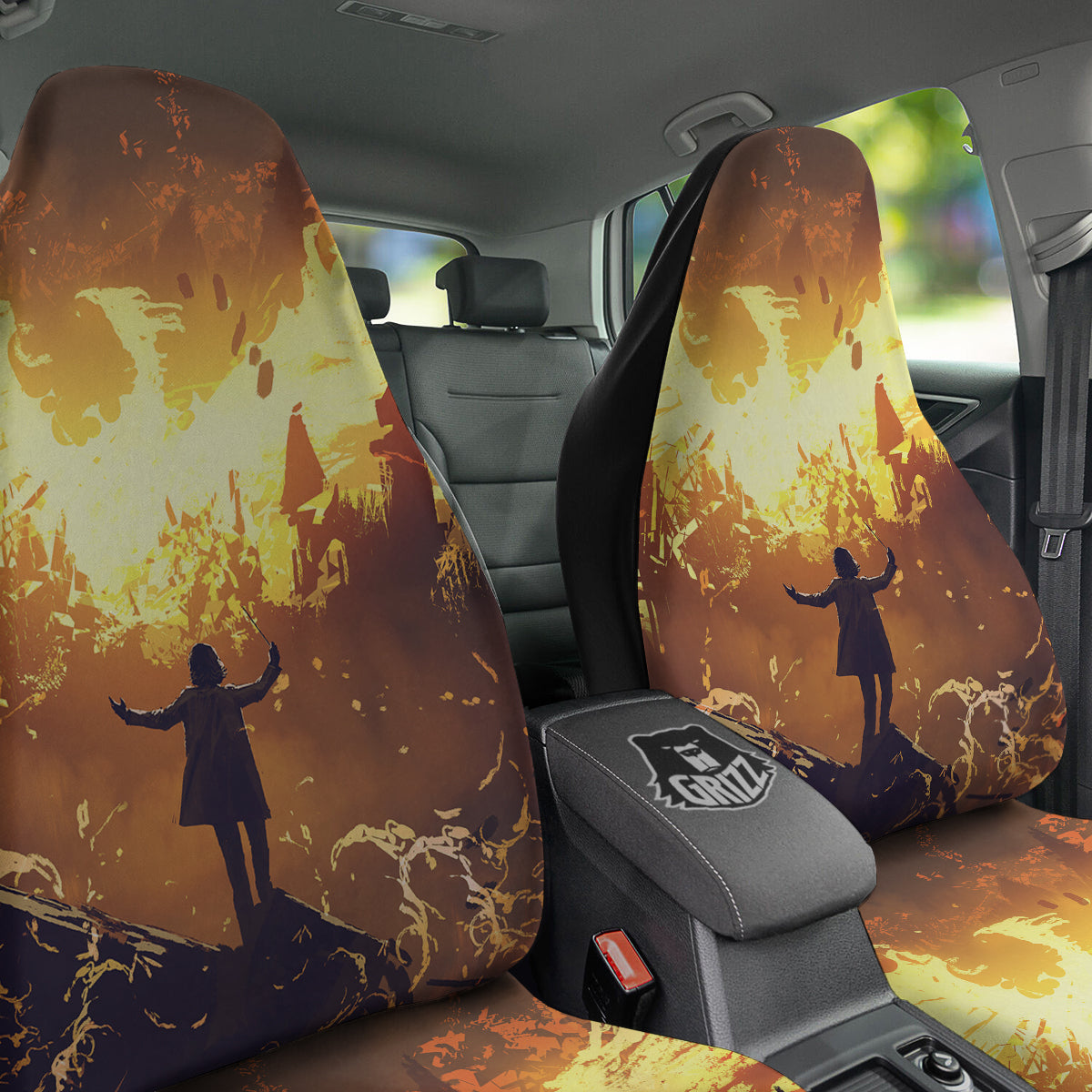 The Man And Phoenix Print Car Seat Covers-grizzshop