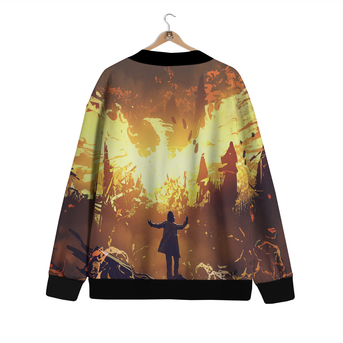 The Man And Phoenix Print Cardigan-grizzshop