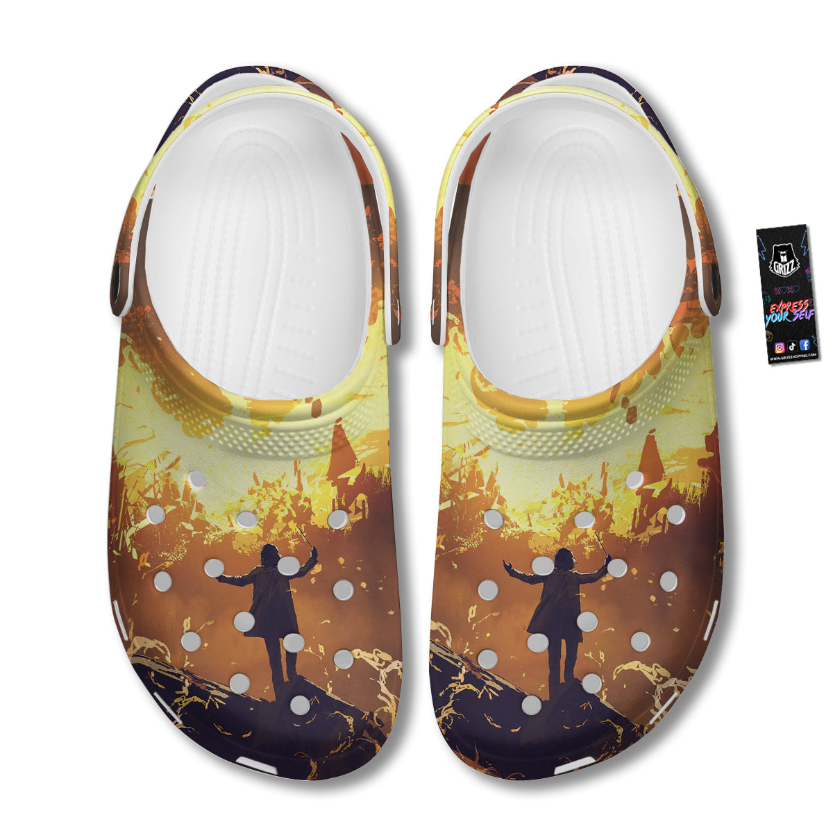The Man And Phoenix Print Clog-grizzshop