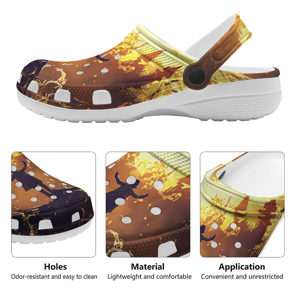 The Man And Phoenix Print Clog-grizzshop